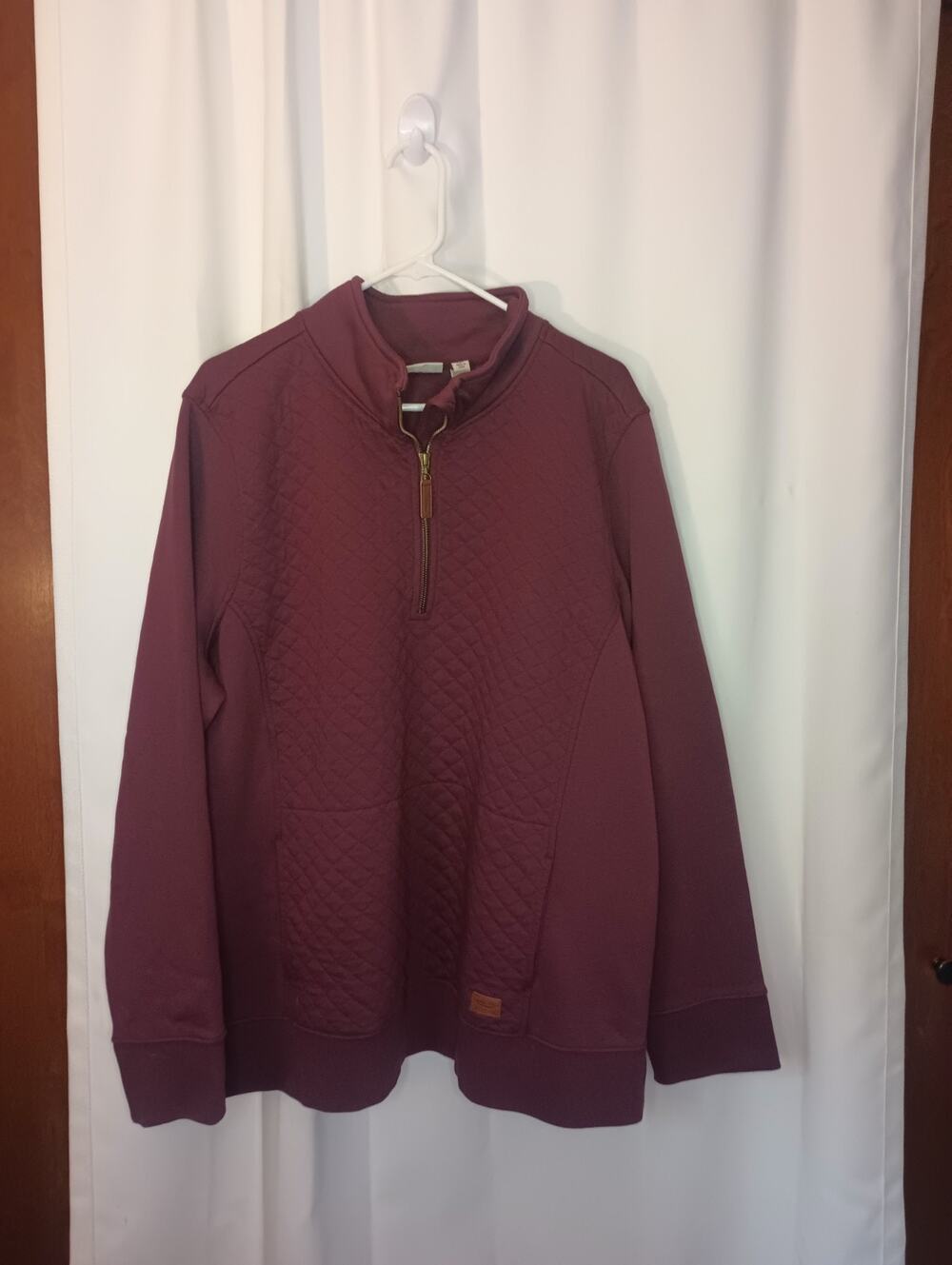 LL Bean Women's Quilted Half Zip Pullover 3X Burgundy Cozy Fall Cabin Outdoor